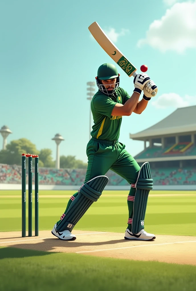 A pakistani cricketer playing cover drive off side