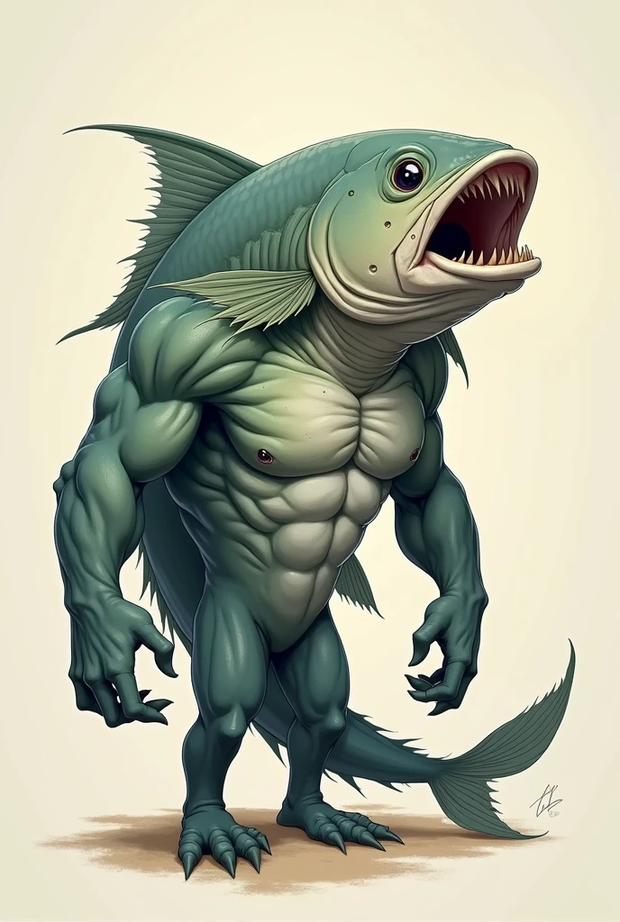 fish with muscles doing mewing