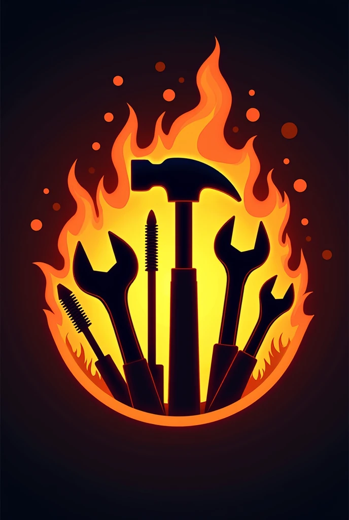 "I want you to create tools logo for home improvement for me." The background is fire