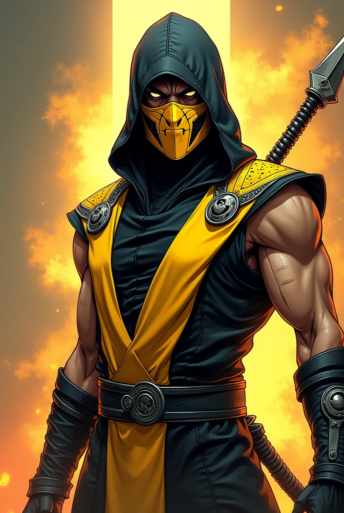 Drawing of Scorpion character from Mortal Kombat in Anime style