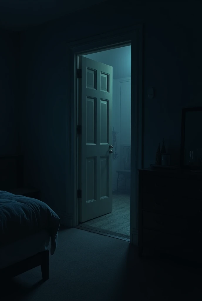 Bed room door some open someone there night scary
