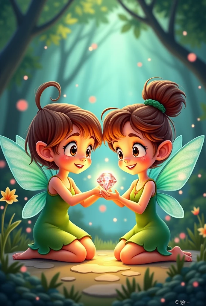 / imagine As a token of her gratitude, Liora gifted Elara a sparkling pendant that would allow her to call upon the fairy for help anytime.""19.:6
cartoon character with green dress