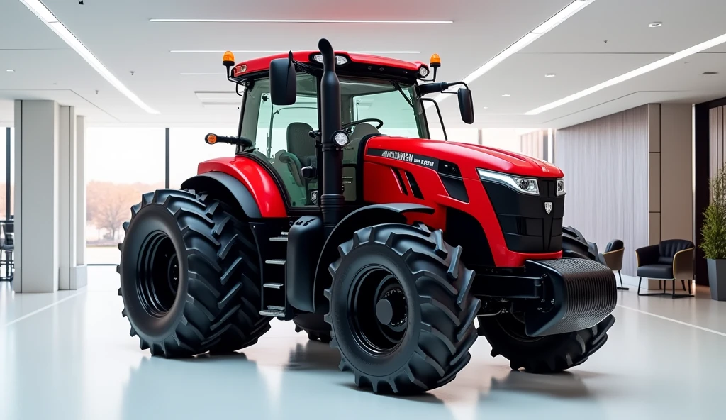 tractor (international tractor 1468 ) takes center stage in a luxury white showroom. The vibrant (red) exterior gleams, drawing attention to its sleek, aerodynamic design and bold accents. The tractor( international tractor 1468) " is prominently displayed in large, metallic letters on the tractor, set against a dark wall. The ( side view, ) view showcases the cutting-edge innovation and technology of its time, inviting potential buyers to experience the future of automotive design and performance. This awe-inspiring image promises an unparalleled driving experience. Tractor ki picture do yah aap kya de rahe ho