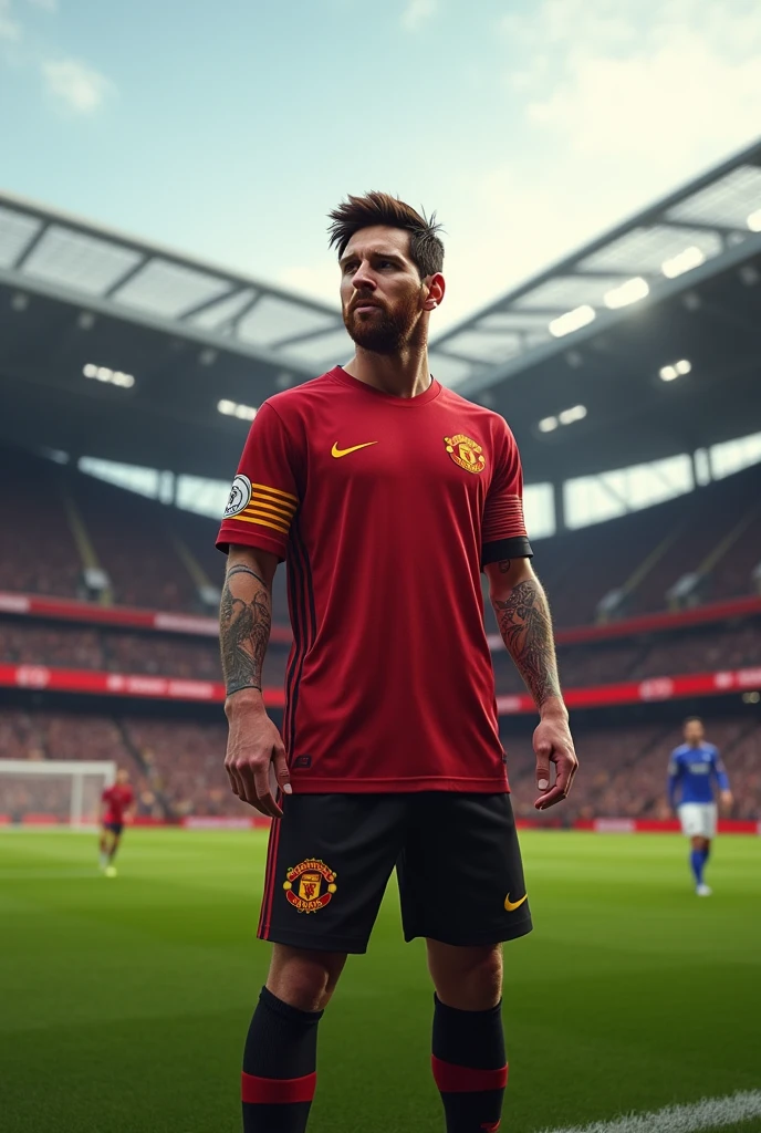 Lionel Messi in Manchester United jersey