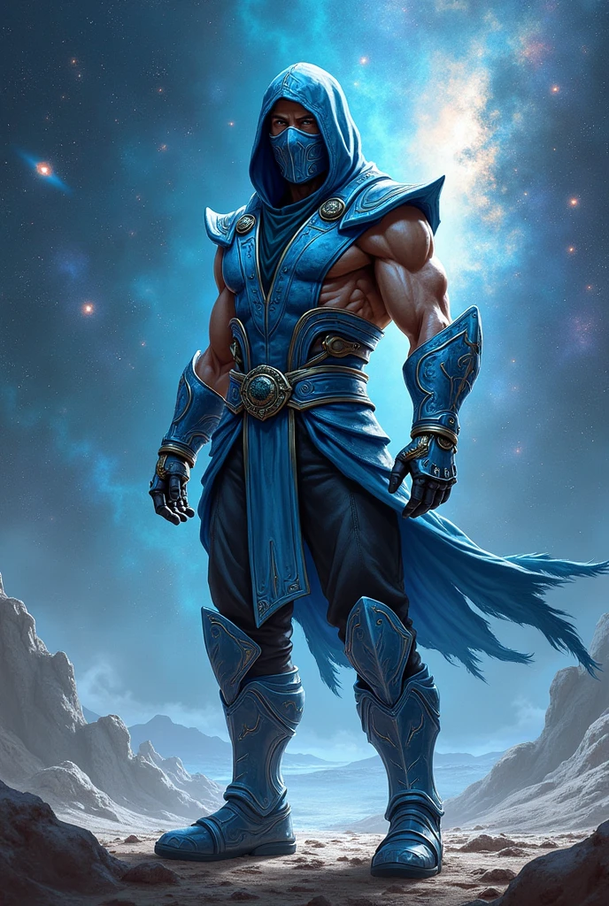 Drawing of the character Sub Zero from the game Mortal Kombat in the style of Space
