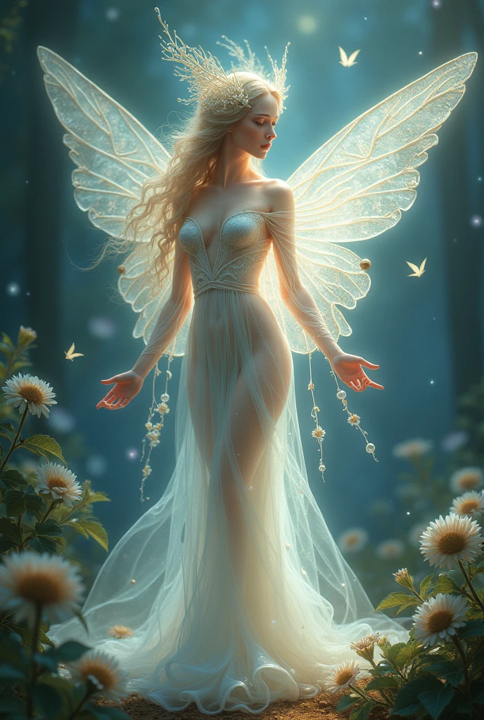 Luminara Féerica est une créature magique d'une beauté éblouissante. Elle incarne la lumière et la grâce, captivant tous ceux qui croisent son regard. Sa silhouette élégante et délicate est inspirée des fées et des nymphes, avec une touche de mystère et de magie.