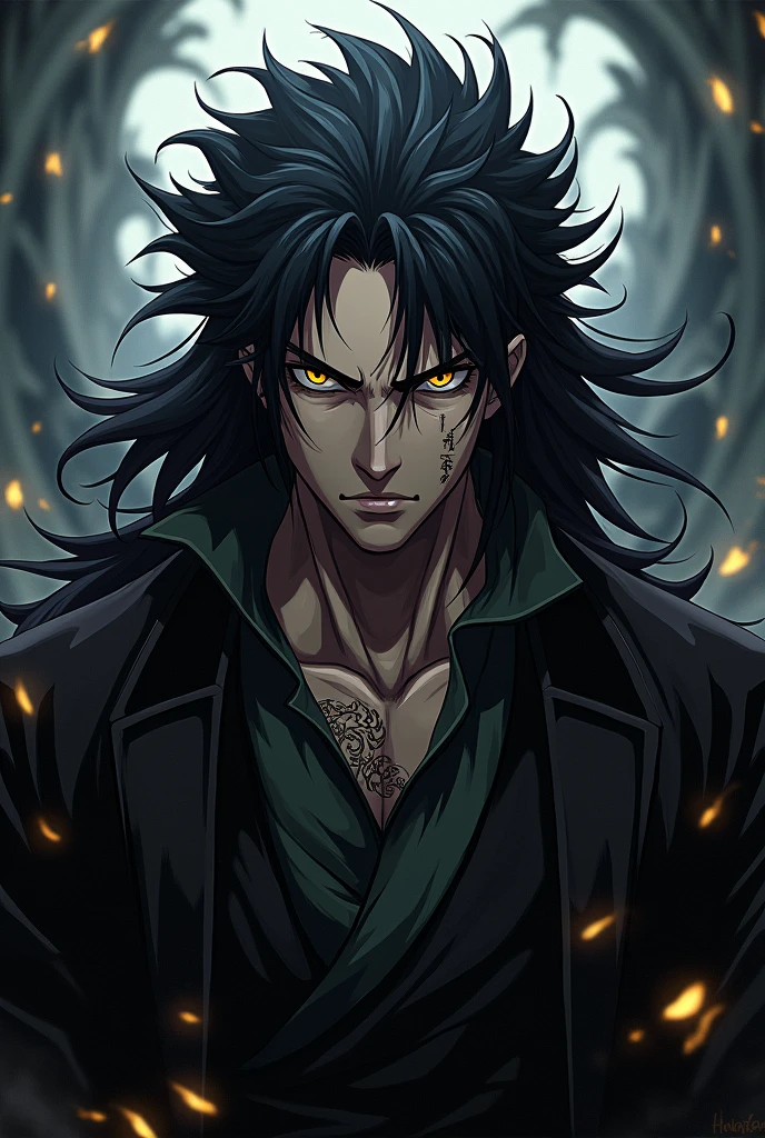 a detailed portrait of Sukuna, the powerful sorcerer from Jujutsu Kaisen,