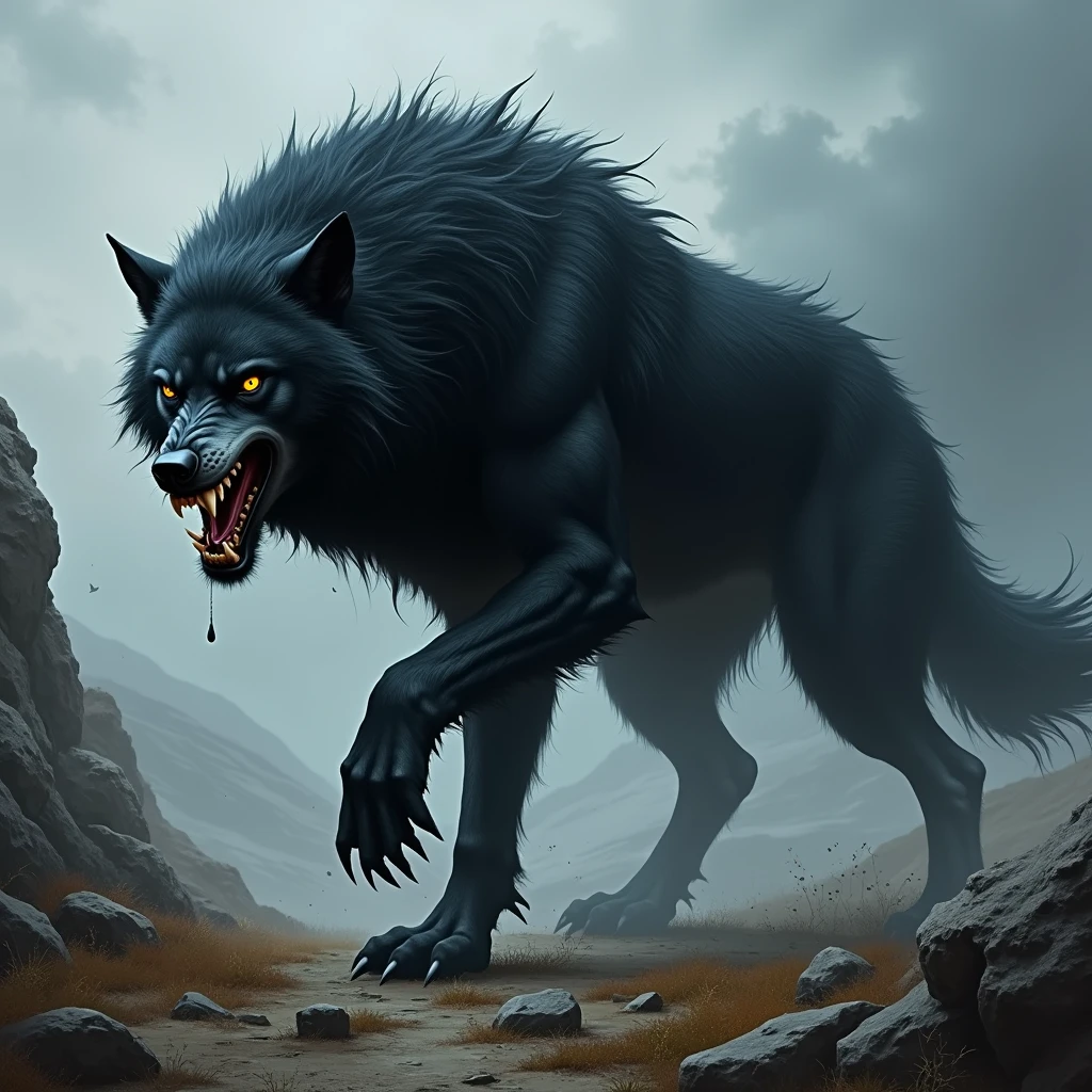 Black wolf agresive
