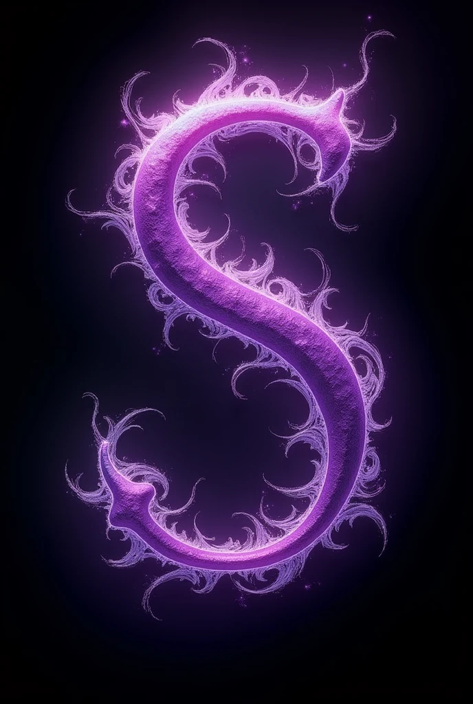 Image 720x720 Letter S with purple color with white rays and black background 