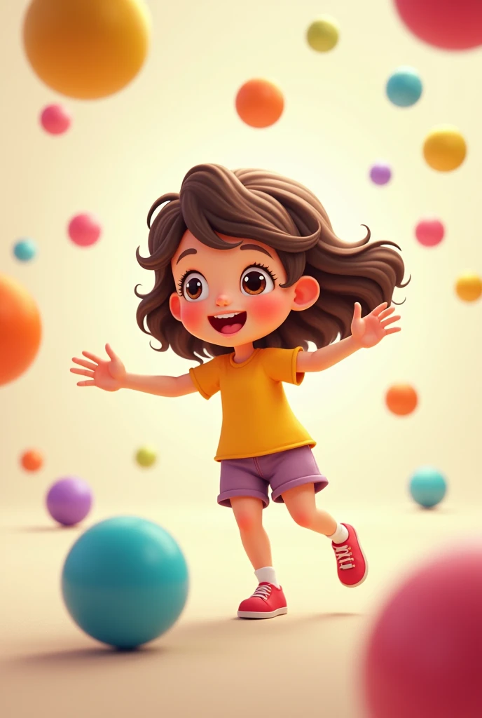 Animated image of a 5 year old girl playing with balls No background
