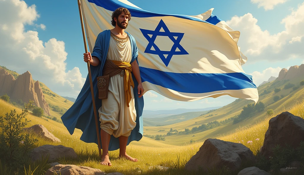 biblical history: young jaco with the israeli flag