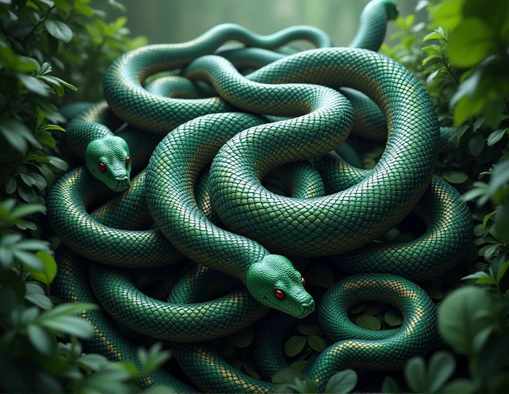 snake, many,
