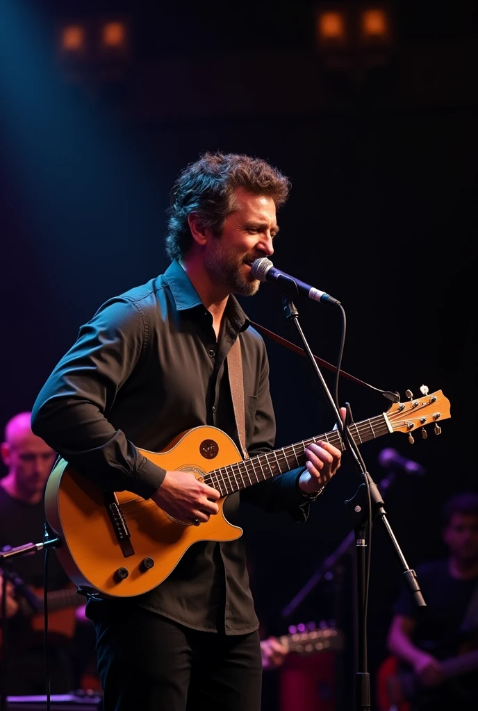 A man sings and plays bossa nova, blues and baião