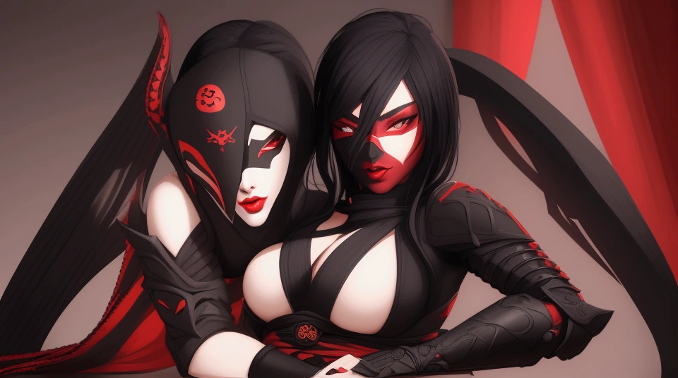 a sexy female ninja, detailed face, beautiful eyes, long eyelashes, red lips, black hair, detailed clothing, ninja outfit, detailed mask, detailed weapon, detailed background, dramatic lighting, cinematic composition, hyperdetailed, 8k, photorealistic, volumetric lighting, high contrast, dramatic shadows, vibrant colors