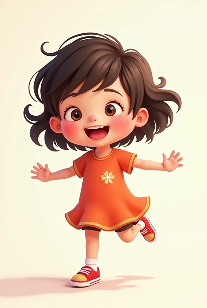 Animated image of a 5 year old girl playing without image background
