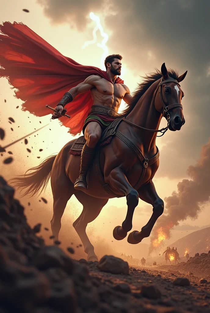 Theseus exploding on a horse