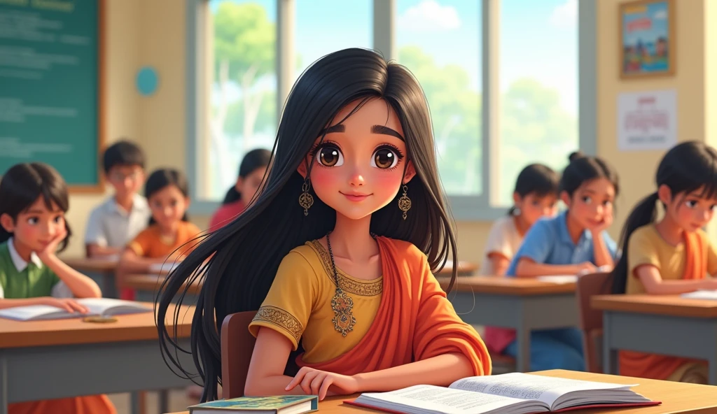 Indian girl in class anime