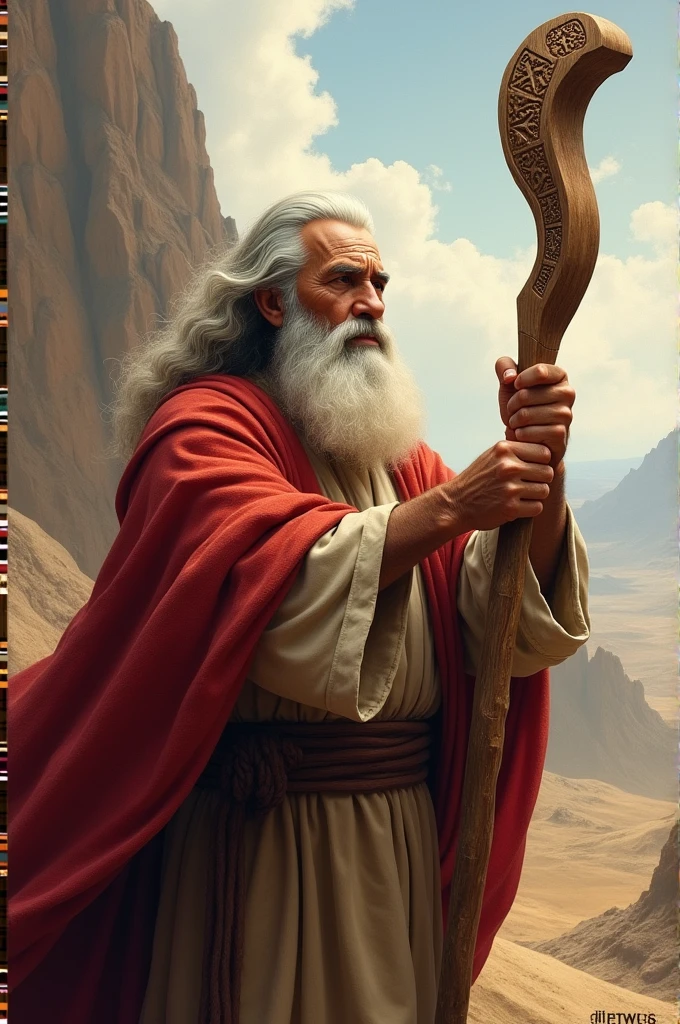 Moses taking the staff in his hand