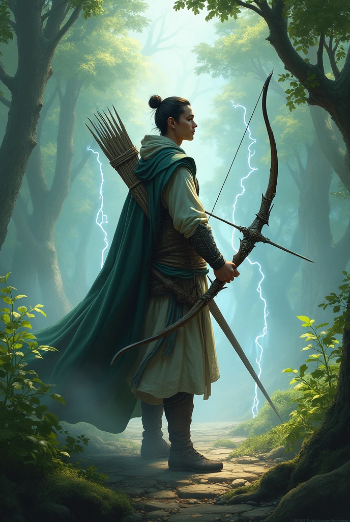 A calm man who carries a lightning-shooting bow, loves eating seeds, and fights evil