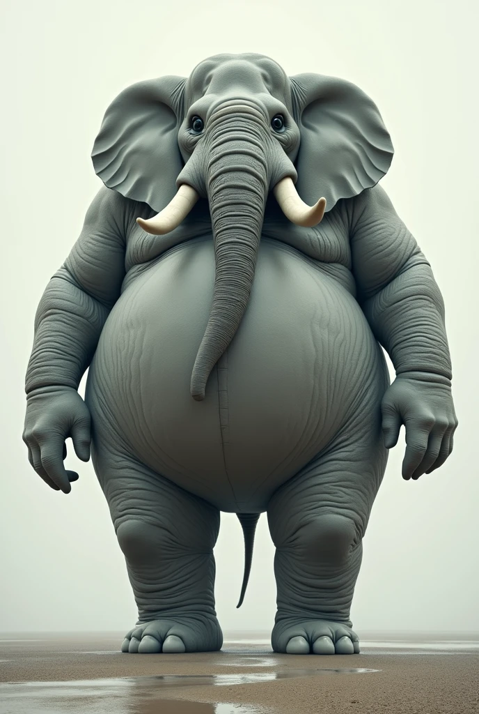 Create a fairly tall and quite obese and fat anthropomorphic elephant