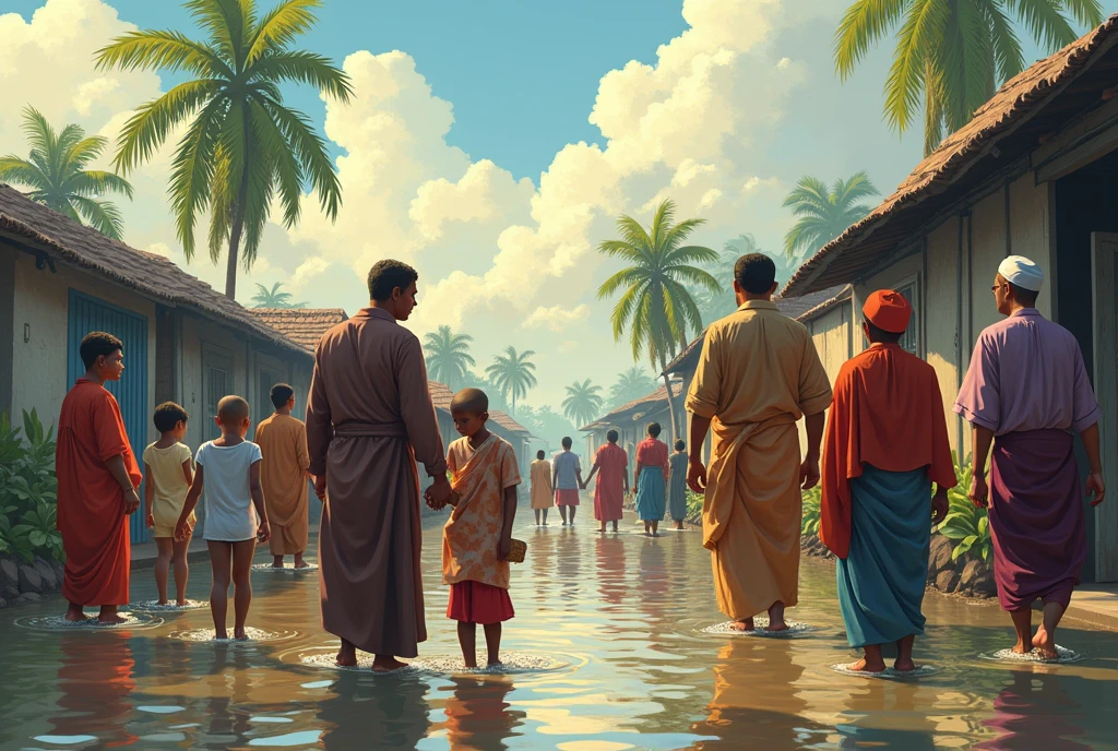Muslim, Hindu , Christian , Buddhist and all ethnic groups are in a harmony in inclusive Bangladesh in flood situation 
