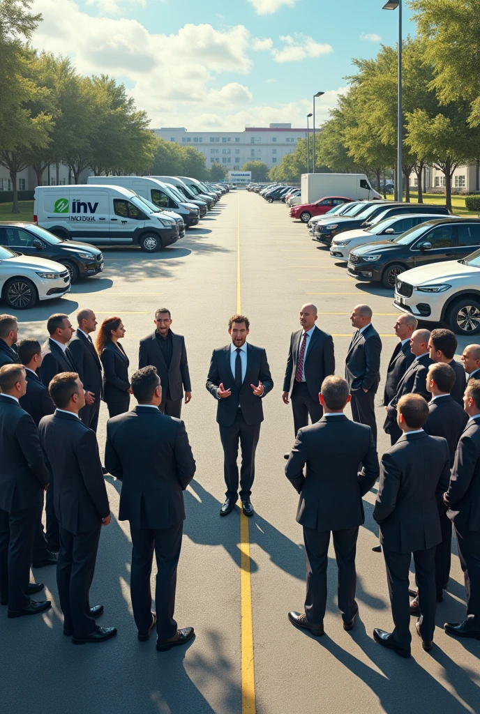 Many drivers from the Indrive platform met with company executives in a parking lot delivering a list of requests, Executives are getting it