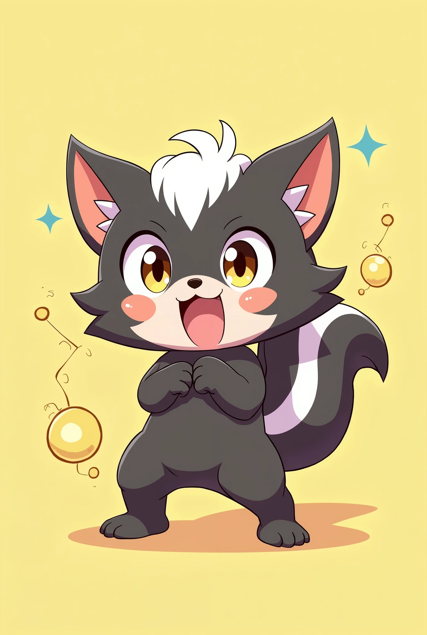 1 person、anime、Yellow gas comes out、animeチック、Skunk Ears、Skunk&#39;s Tail、Primary school students、Stick your butt out、boyish