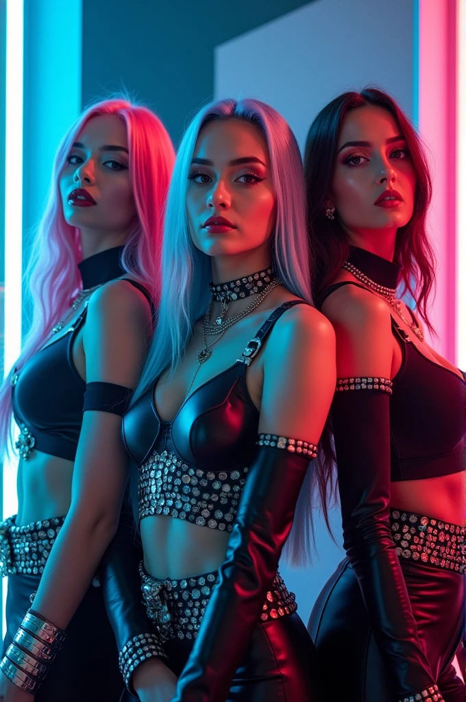 I'm taking photos for a new concept album. Create a girl group concept photo in the style of "Next Level"