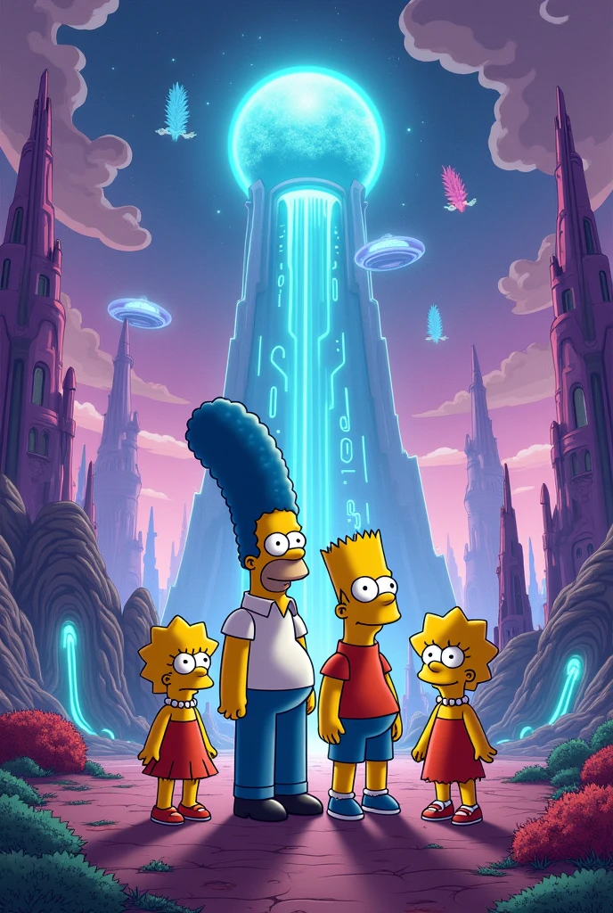 The Simpsons in a dimension with good aliens