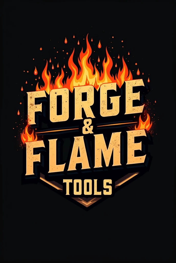 "I want you to create tools logo for home improvement for me." The background is fire and pls add the name "Forge & Flame Tools"