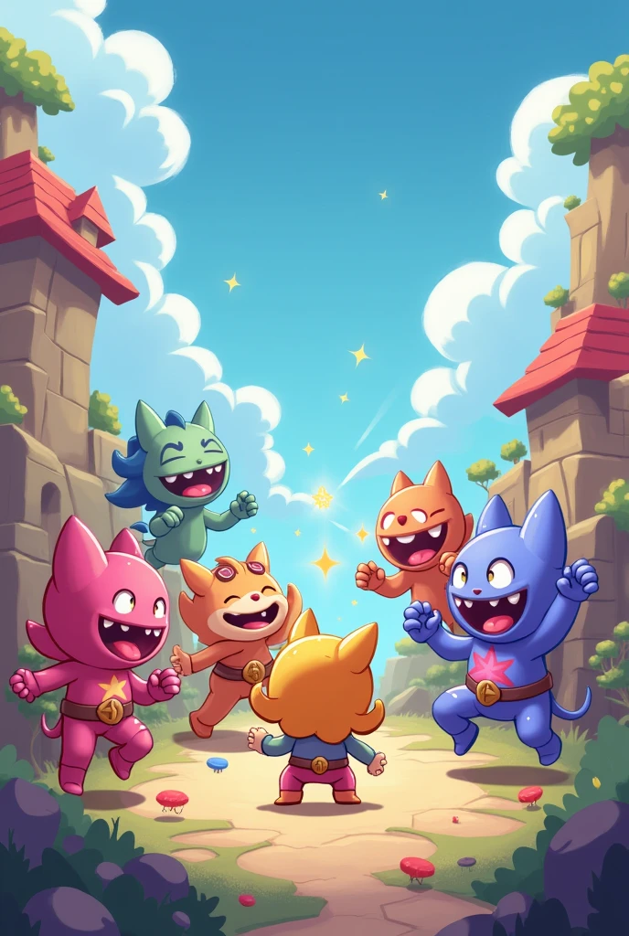 Cute heroes quarrel with cute monsters