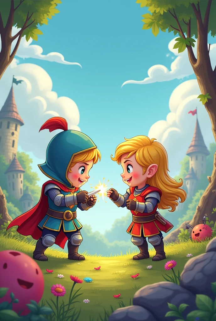 Cute heroes quarrel with monsters