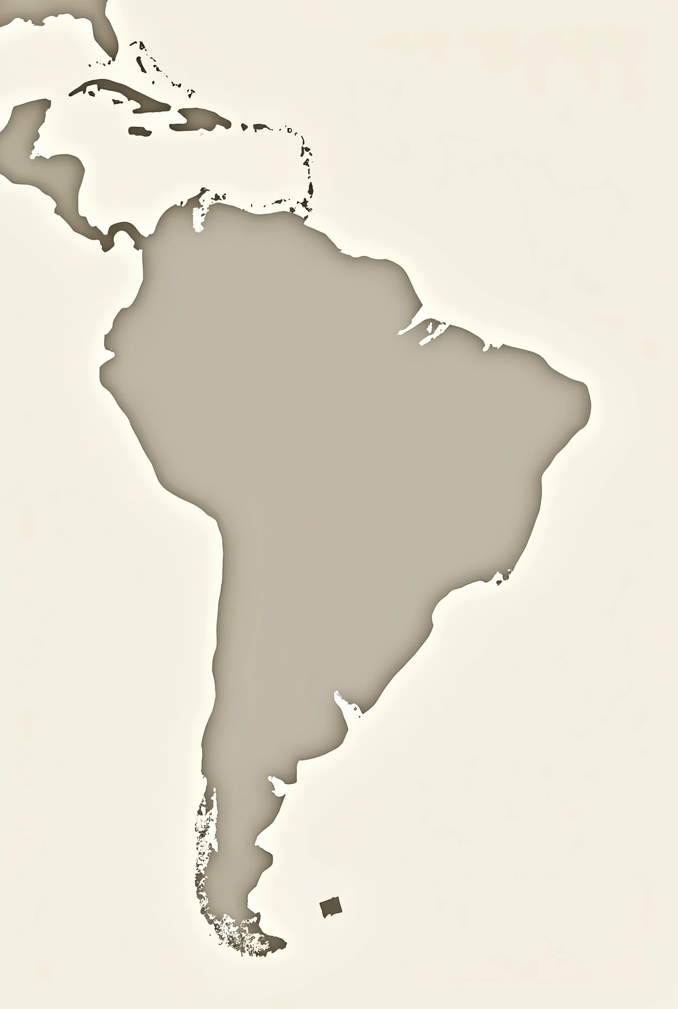 Map of Brazil in a minimalist style of the most important districts of the country