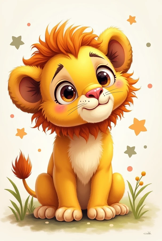 Baby lion drawn childish