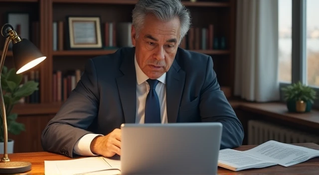 man watching documents and a laptop next to him and also student style