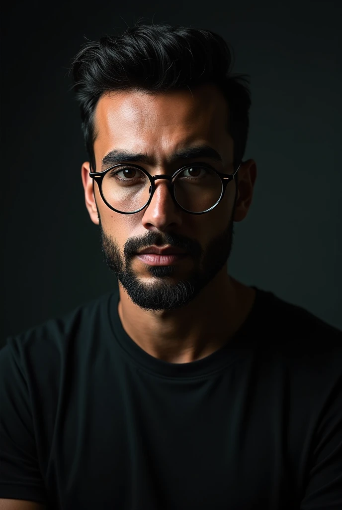 Tall Brazilian man from Minas Gerais with round glasses, a well-groomed beard and very short, dark hair, quite attractive