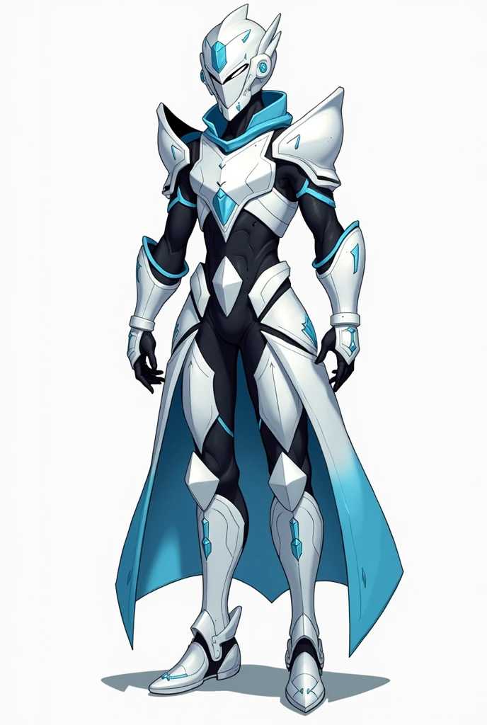 You can create a design similar to Naofumi Iwatani&#39;s armor from the anime The Rising of the Shield Hero but with white colors, cyan blue, and black, but a bit simple as if it were for a 17 year old teenager