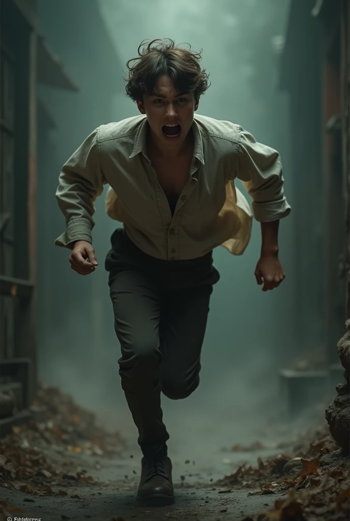 19 year old boy running scared in 19th century clothes