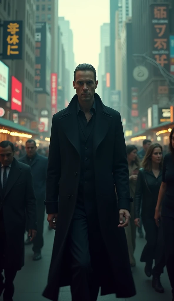 Lucius disappearing into the crowd 