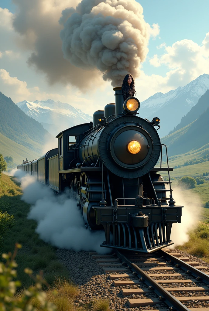 a train with female black hair