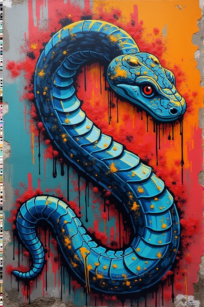 Graffiti snake sideways

