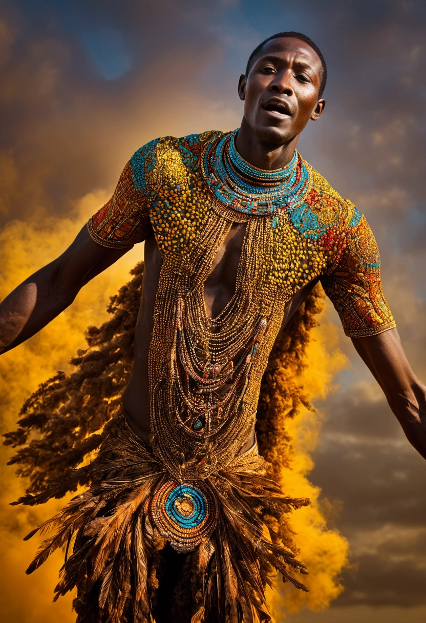 spirits flying out of the man's body african man