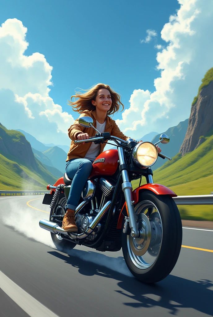 On a motorcycle traveling and happy