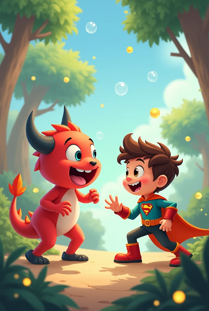 Cute hero and monster quarrel
