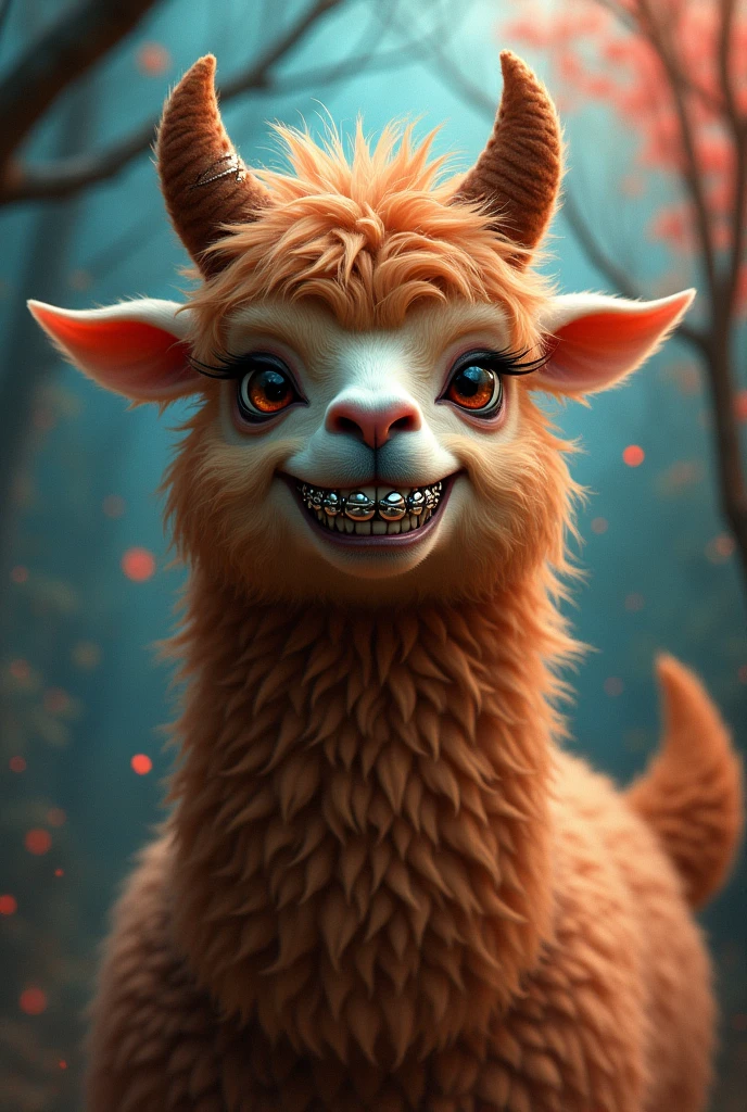 Devilish llama with braces 
