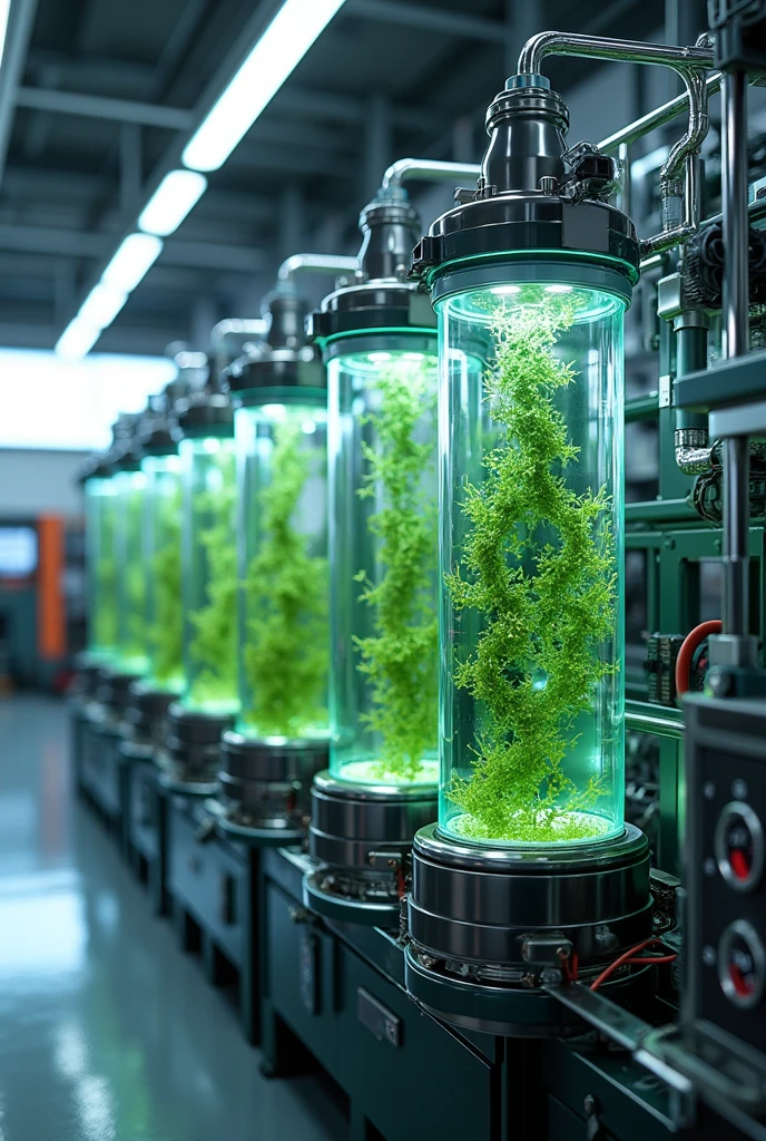 Deatailed picture of algae batteries setup