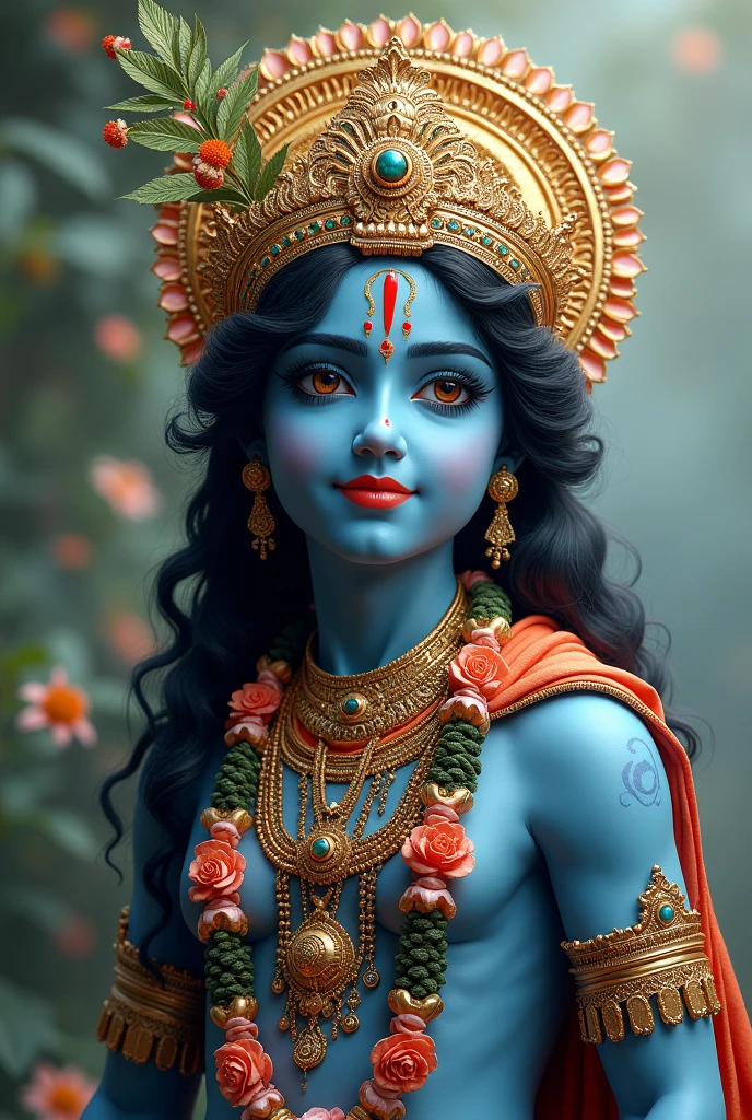 Full length Krishna god tshirt design with tshirt mockup