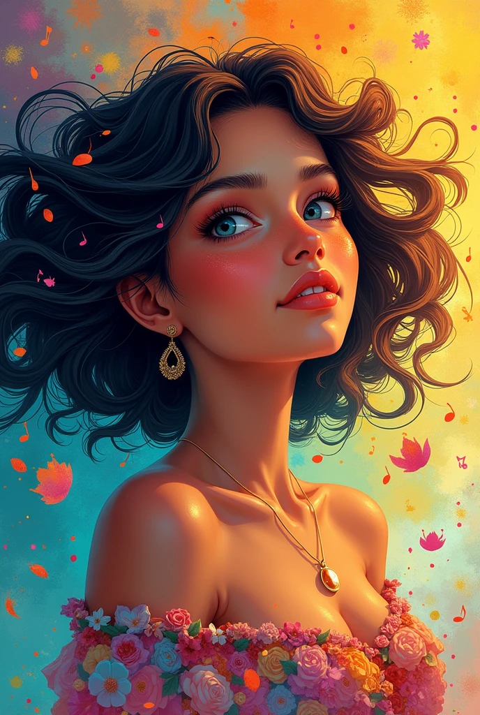 Music style girl with love new
