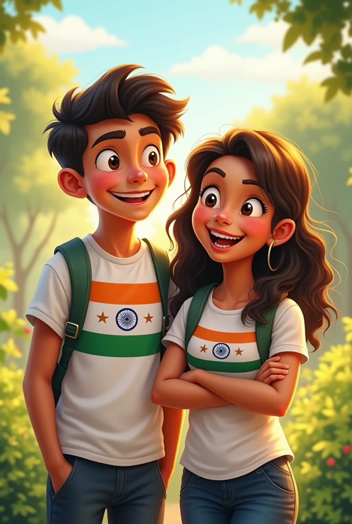 Boy and girl best friend pic, boy name  sameer and girl name Achal with his  name on indian army  t shirts
