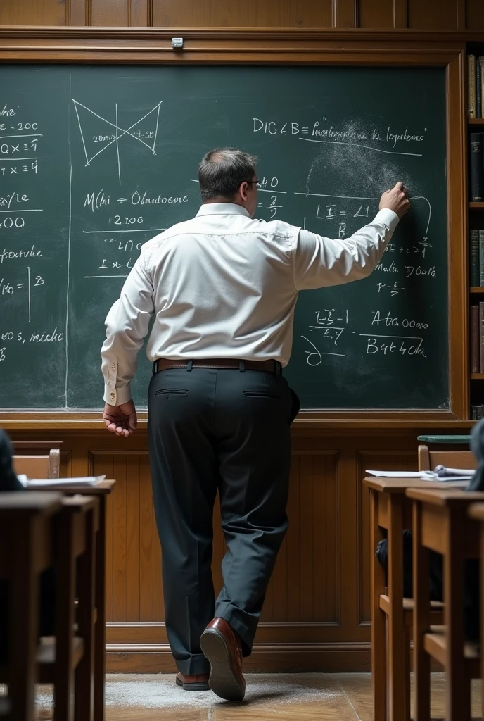 big-assed math teacher writing lebesgue on the board